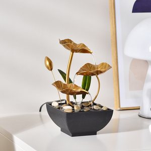 USB alimentato relax in metallo decorativo acqua interna fontana tre strati di loto per ufficio casa e camera da letto - Product Image 2