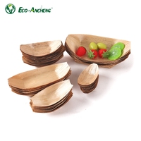 Eco Ancheng Biodégradable Écologique Jetable Feuille Sushi Dessert Plats Assiettes Assiette Bateau en Bambou