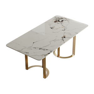 Mesa de comedor de gama alta de lujo ligera, moderna, sencilla, pequeña, para el hogar, placa de roca, mesa de comedor Rectangular, - Product Image 6