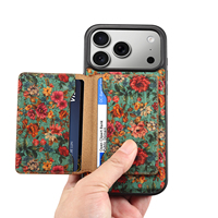Denior |   Étui portefeuille magnétique imprimé en liège avec porte-cartes motif floral compatible avec les séries Apple 17/16/15/14/13/12