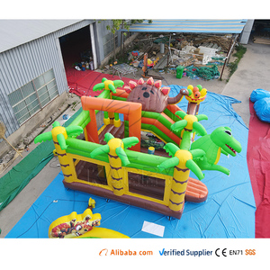 Château gonflable en PVC avec toboggan, thème parc à dinosaures extérieur, animaux de la savane, pour locations événementielles - Product Image 4