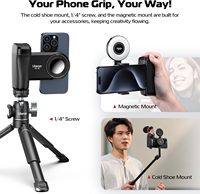 ULANZI MA35 Tripod Selfie untuk Ponsel 2-in-1 Magnetik & Penjepit Ponsel dengan Remote Control Cold Shoe Ulir 1/4" untuk iPhone 17/15/14