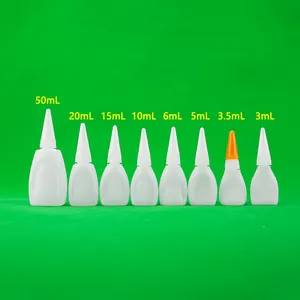 3G 3,5G 5G 6G 10g 15G 20G 30g 50g HDPE 502 cianoacrilato adhesivo Super pegamento botella de plástico para uso químico Impresión de logotipo