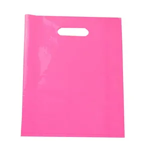 Bolsas de plástico Hdpe con mango troquelado, bolsa de transporte de compras para embalaje, blanco, rosa, negro y azul