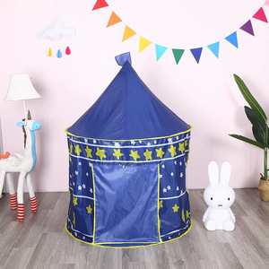Carpa de Juego Azul para Niños con Estrellas y Ribete Amarillo para Uso Interior y Exterior, Casa de Juguete Unisex de 2 a 4 Años, Requiere Montaje - Product Image 1