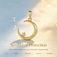 Collier pendentif lune et étoile en argent sterling 925 plaqué or, avec un design romantique en forme de croissant, symbole d'amour et de vœux, cadeau