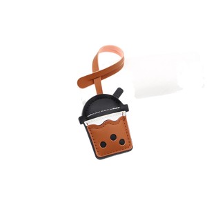Chaveiro de Bolsa em Formato de Copo de Chá de Leite Boba com Pérolas, Mini, Fofo, em Couro PU, Acessório de Joalheria e Brinquedo - Product Image 5