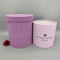 Boîtes cadeaux rondes de luxe en carton recyclé violet personnalisées avec ruban et poignée pour l'emballage de cadeaux