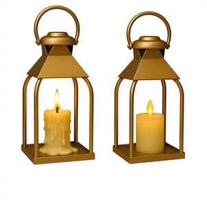 Metal <b>Lantern</b> Candle Holder Set <b>Gold</b> Decorative Home Lighting Outdoor Indoor Use <b>Lantern</b> For Festivals Wedding Candle Holder - Product Image 2