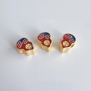 Chinese Style Gourd Spacer Beads Alloy Oil Drip <b>Red</b> Blue Auspicious Pattern For <b>Bracelet</b> Making Irregular Shape Large Hole - Product Image 3