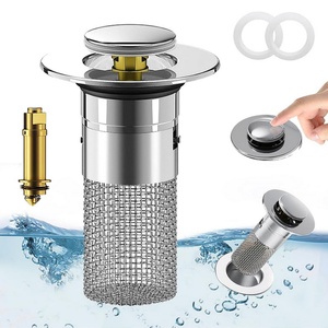 Reemplazo de tapón de fregadero de baño con cesta coladora extraíble de acero inoxidable, filtro desatascador de desagüe emergente para lavabo de baño - Product Image 1