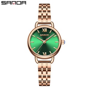 Reloj de Cuarzo para Mujer Sanda 1118, Minimalista, Resistente al Agua, Correa de Acero Sólido y Cuero, Reloj de Pulsera Diario para Estudiantes - Product Image 1