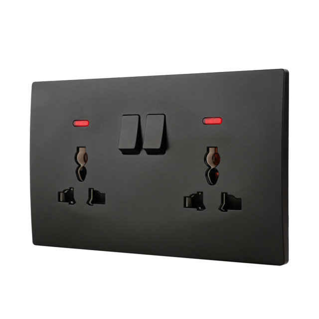 Mvava Factory 13A PC Panel Power Electrical Double 3Pin MF Outlet Wall 2 Gang 2 Way Universal Multi-Functional Switch Socket