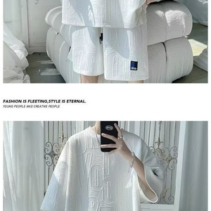 Conjunto de Dos Piezas Casual de Verano para Hombre, Transpirable, Vintage, de Felpa, 100% Poliéster, con Estampado Digital, Camiseta de Punto de 280g - Product Image 6