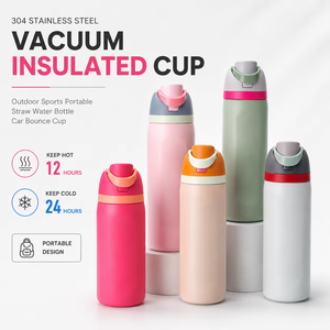 Stainless Steel Vacuum Insulated Tumbler 16oz 24oz <b>Pink</b> Travel Water <b>Bottle</b> with Lid Minimalist Design - Product Image 4