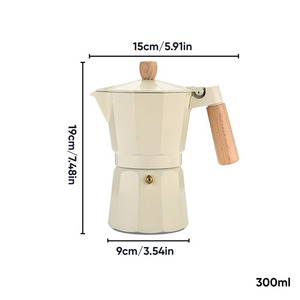 หม้อกาแฟโมก้าพอต ขนาด 150/300 มล. ผลิตจากอลูมิเนียมอัลลอยด์คุณภาพสูง เกรดสำหรับอาหาร พร้อมด้ามจับไม้ ใช้กับเตาแก๊สและครัวเรือน - Product Image 6