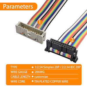 Custom 20pin SMD Socket Stranded Conductor PVC Insulation Heating Application Flat Ribbon 2.54 IDC Simplex <b>Cable</b> Assembly - Product Image 3