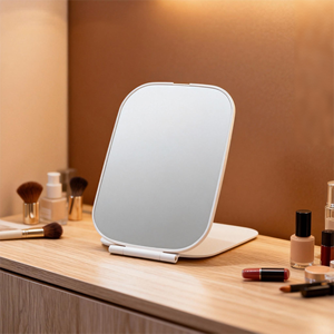 Xách tay gấp Vanity gương Trọng lượng nhẹ ABS nhựa duy nhất hai mặt bạc kết thúc 1X Độ phóng đại tùy chỉnh in nhỏ gọn gương - Product Image 2