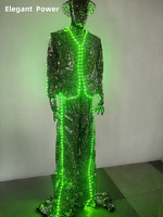 Costumes de robot de miroir de lumière LED de luxe pour hommes et femmes Costume de marcheur d'échasses rougeoyantes pour les Costumes de scène de club de fête