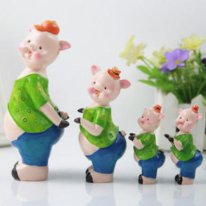 Conjunto personalizado 3D lindo Animal Interior arte decoración estatuilla resina cerdo escultura animal figura - Product Image 4