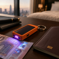 Détecteur de devises solaire SunFlex à perovskite, étanche aux UV, lampe torche LED, porte-clés rechargeable pour voyageurs d'affaires