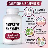 Enzymes Digestives en Gros OEM, Compléments Alimentaires à Base de Plantes, Enzymes Digestives Multiples, Prébiotiques, Probiotiques, Soutien de la Fonction Intestinale, 60 Capsules ODM