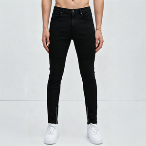 Pantalones Vaqueros Minimalistas y Elegantes con Detalles de Cremallera Lateral en el Tobillo, Corte Ajustado de Talle Bajo para un Estilo Urbano, Hip Hop y Casual - Product Image 1