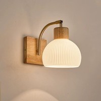Lampe murale rétro de style nordique en fer couleur noyer, design minimaliste moderne, LED à trois couleurs, gradation de la lumière, salons, chambres à coucher