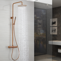 Mitigeur de douche thermostatique brossé style hôtelier avec barre coulissante et jet pluie - Ensemble mural moderne et minimaliste en acier inoxydable 304 avec cartouche céramique
