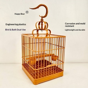 Cage à oiseaux carrée en plastique, portable, suspendue avec crochet et bols, transporteur léger pour canaris, pinsons, perruches - Product Image 5