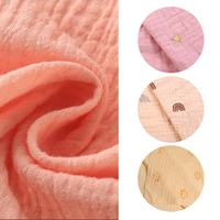 Tissu en mousseline double gaze écologique en coton biologique doux 125 GSM 40S, respirant, froissé et doux pour la peau, idéal pour les vêtements de détente