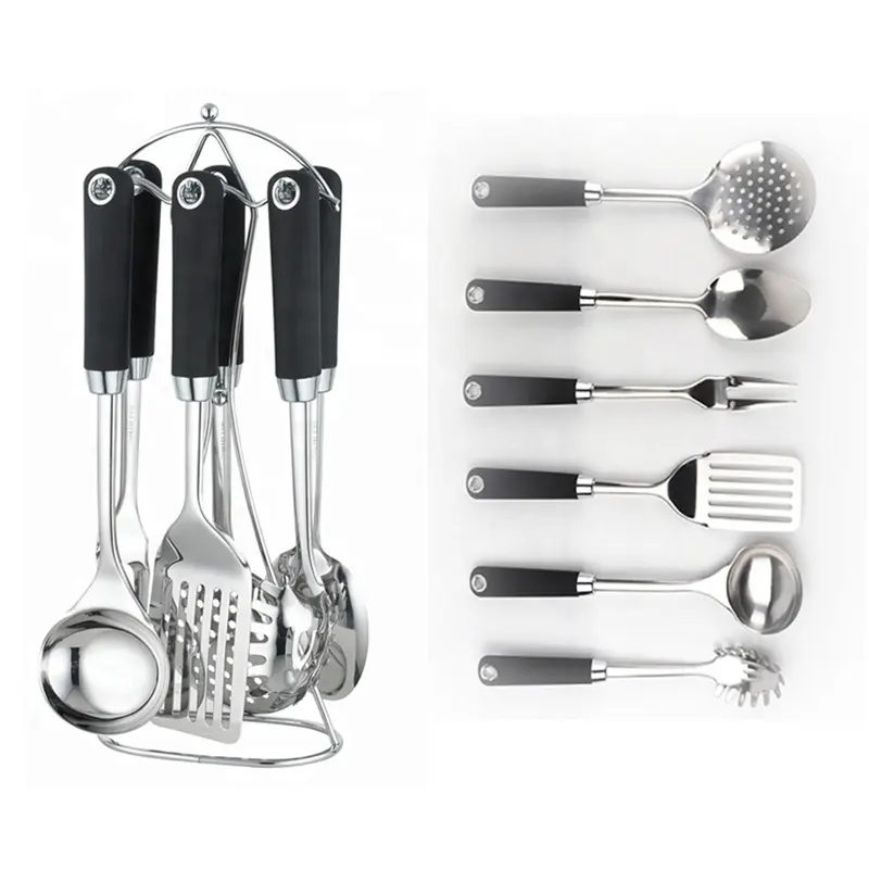 Venta al por mayor de moda Gadget Utensilios de cocina Set Herramientas Utensilios Mate Acero inoxidable Utensilios de cocina