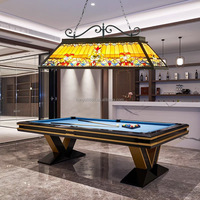 Lustre en verre de style européen de 55 pouces pour table de billard/snooker, décoration de salon, artisanal, LED réglable