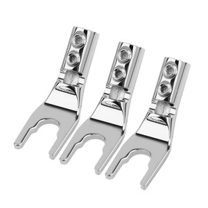 U/Y Fork Spade <span class=keywords><strong>Banana</strong></span> <span class=keywords><strong>Plug</strong></span> Macho Conector de cable de soldadura Chapado en oro Cobre Altavoz <span class=keywords><strong>Terminal</strong></span> Adaptador de audio Hifi Y Tipo Jack DIY - Product Image 2