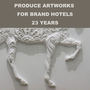 Décoration d'hôtel, œuvre d'art de cheval sculptée en 3D à la main, décoration murale - Product Image 4