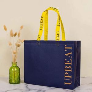 Sac fourre-tout en coton non tissé orange personnalisé pour l'épicerie, réutilisable, avec poignées, idéal pour les voyages et les cadeaux (vente en gros) - Product Image 2