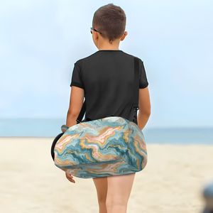 Sac de sport et de voyage unisexe en polyester à imprimé marbré avec logo personnalisé pour enfants, filles et garçons - Product Image 3