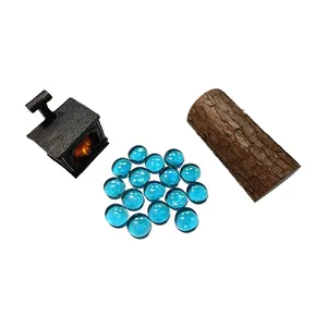 China Supplier Wholesale Aqua Blue Luster Flat Glass Bead Colorful Fire Glass Pebbles For Fire Pit Bead