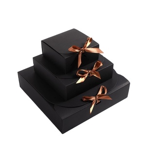 Support custom designed high quality black clamshell carton with bow decorated gift box