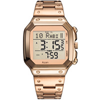 Jam Tangan Digital Hot Compass Azan Stainless Steel Penunjuk Arah Kiblat untuk Sholat Muslim