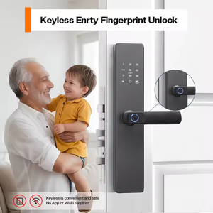 Cerradura Inteligente <span class=keywords><strong>para</strong></span> Puerta de Madera, Compatible con <span class=keywords><strong>WiFi</strong></span> y Ecosistema Tuya, Desbloqueo por Huella Dactilar, Tarjeta IC y Contraseña, Seguridad - Product Image 3