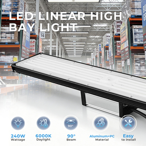 ไฟไฮเบย์ LED แบบเส้นตรง Super Bright 150lm/w กำลังไฟ 100W 150W 200W 240W สำหรับโรงงาน โกดัง โรงรถ และไฟส่องสว่างในอุตสาหกรรม - Product Image 2