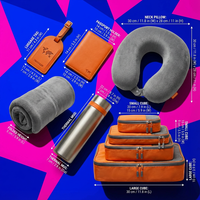 Set Hadiah Perjalanan Perusahaan Khusus: Selimut Perjalanan, Bantal Leher, Kit Packing Cubes, Tag Bagasi, dan Tempat Paspor untuk Maskapai Penerbangan