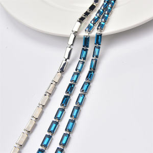 Chaîne en Strass rectangulaire de 5x10Mm pour la fabrication de bijoux, <span class=keywords><strong>verre</strong></span> coloré, cristal, Strass, Base en argent, coupe, bricolage, robe de vêtement - Product Image 5