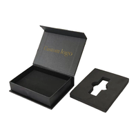 Impression couleur GRATUITE Boîte cadeau noire USB en carton rigide numérique à rabat magnétique avec intérieur en mousse souple prédécoupée