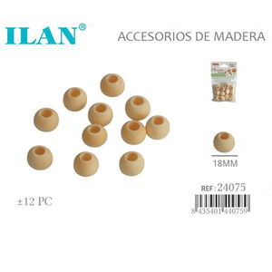 Perline in legno ILAN da 18 mm con foro grande per artigianato e creazione di gioielli - Product Image 2