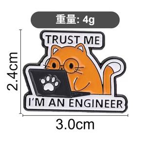 Spilla personalizzata in lega di zinco a tema animale, con cartone animato arancione per meme degli ingegneri, finitura smalto morbido, placcatura in nichel nero, UV - Product Image 5