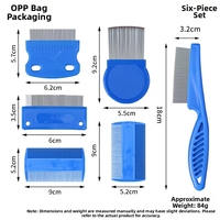 Kit de toilettage professionnel portable 6 en 1 pour animaux de compagnie, peigne anti-puces en acier inoxydable et outil de démêlage pour nettoyer et démêler les chats/chiens