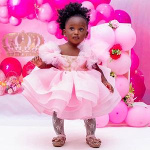 fırfırlı çiçek kız elbiseleri prenses boncuklu çocuk doğum günü partisi elbisesi düğün için bebek balo elbiseleri fotoğraf çekimi - Product Image 1