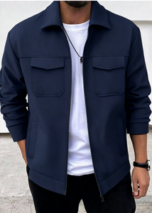 Automne hommes décontracté à manches longues jeunesse hommes Jacquard poche col rabattu veste - Product Image 6